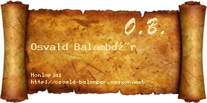 Osvald Balambér névjegykártya